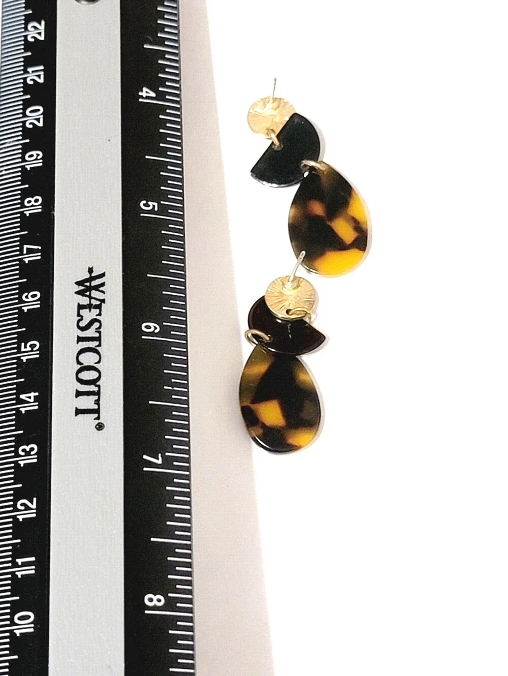 Jungle Print Dangle Pierced Earrings Cheetah Lucite Black Brown Modern kp-58